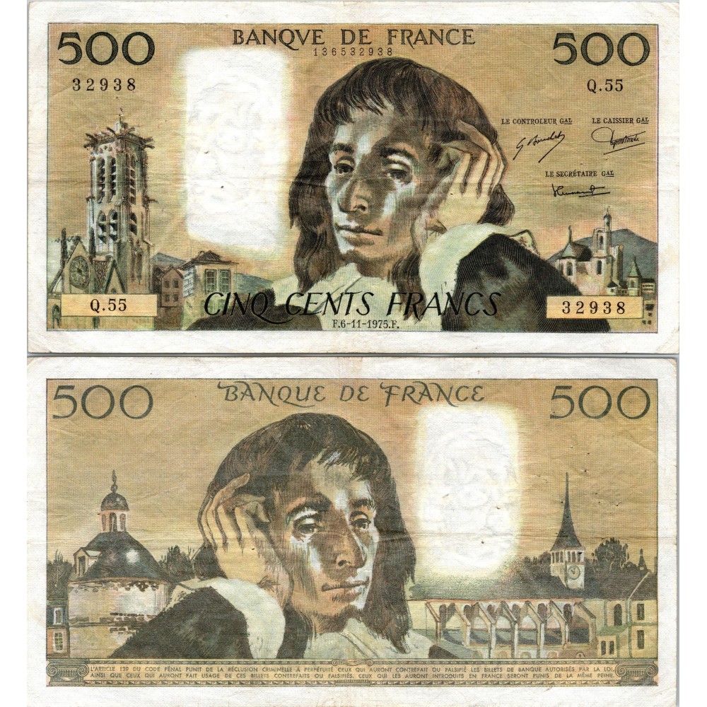 Fay.01.13 - 06/11/75 - Alph Q.55 - 500 Francs Pascal