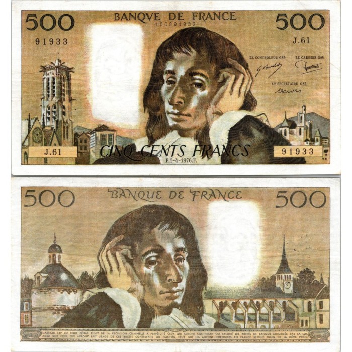 Fay.01.14 - 01/04/76 - Alph J.61 - 500 Francs Pascal