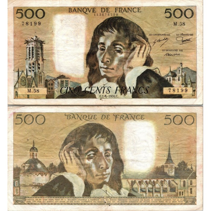 Fay.01.14 - 01/04/76 - Alph F.61 - 500 Francs Pascal