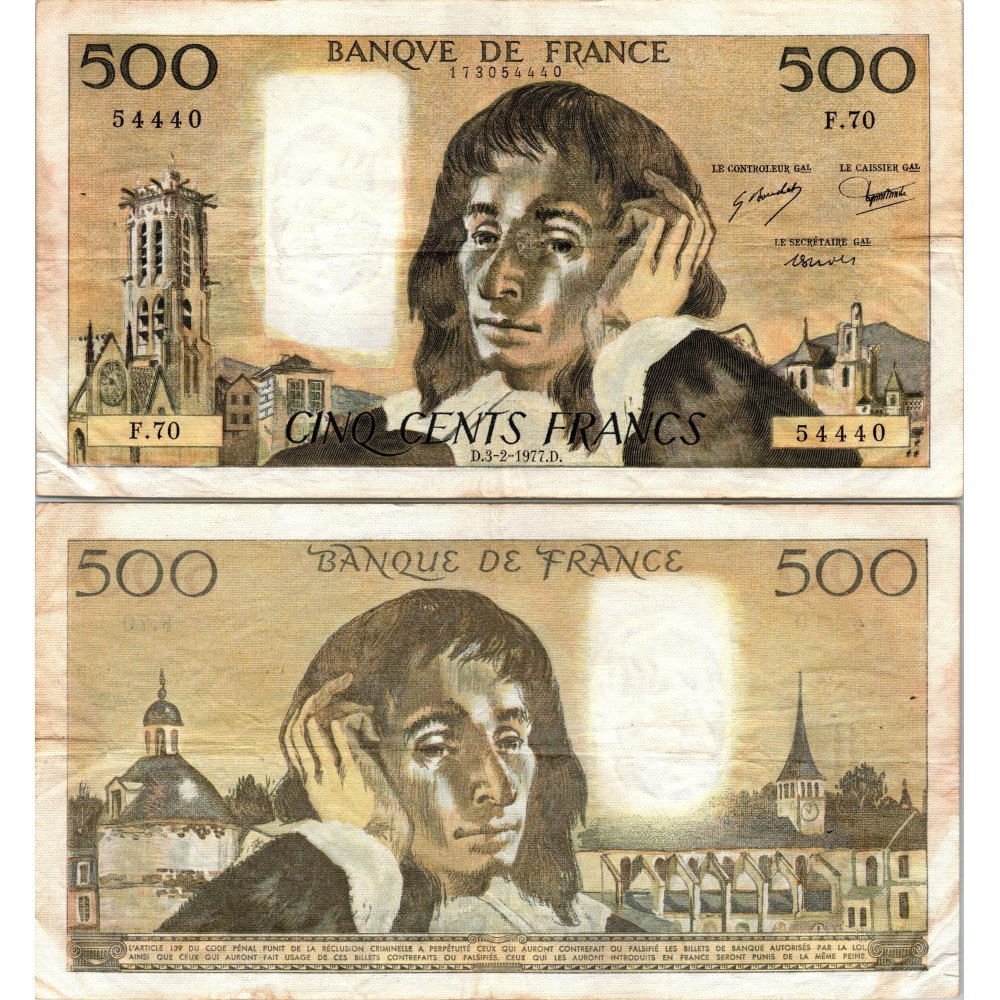 Fay.01.16 - 03/02/77 - Alph F.70 - 500 Francs Pascal