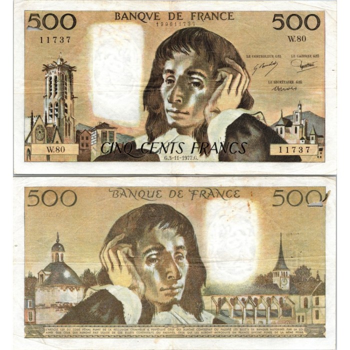 Fay.01.17 - 03/11/77 - Alph W.80 - 500 Francs Pascal