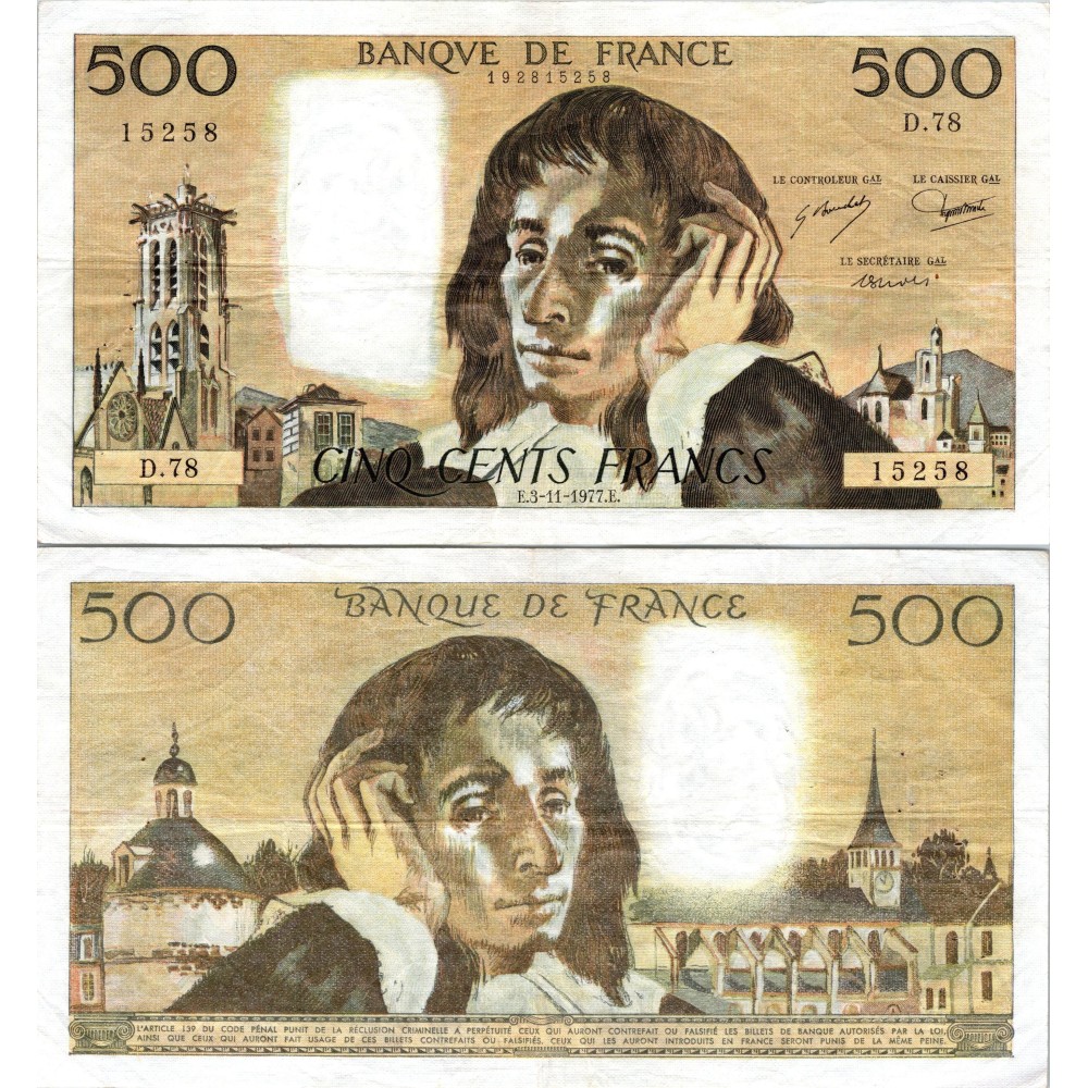 Fay.01.17 - 03/11/77 - Alph D.78 - 500 Francs Pascal