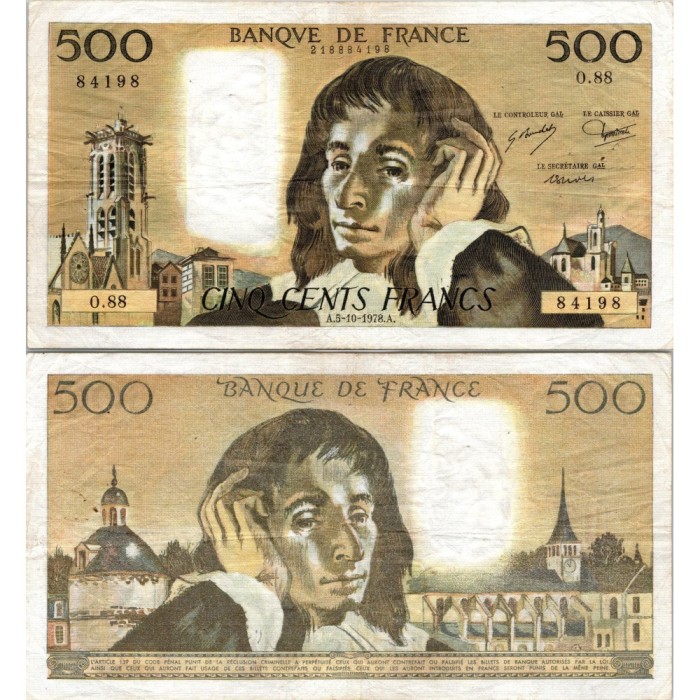 Fay.01.18 - 05/10/78 - Alph O.88 - 500 Francs Pascal