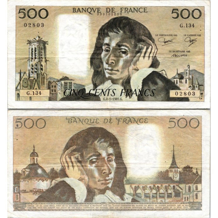 Fay.01.23 - 08/01/81 - Alph G.134 - 500 Francs Pascal