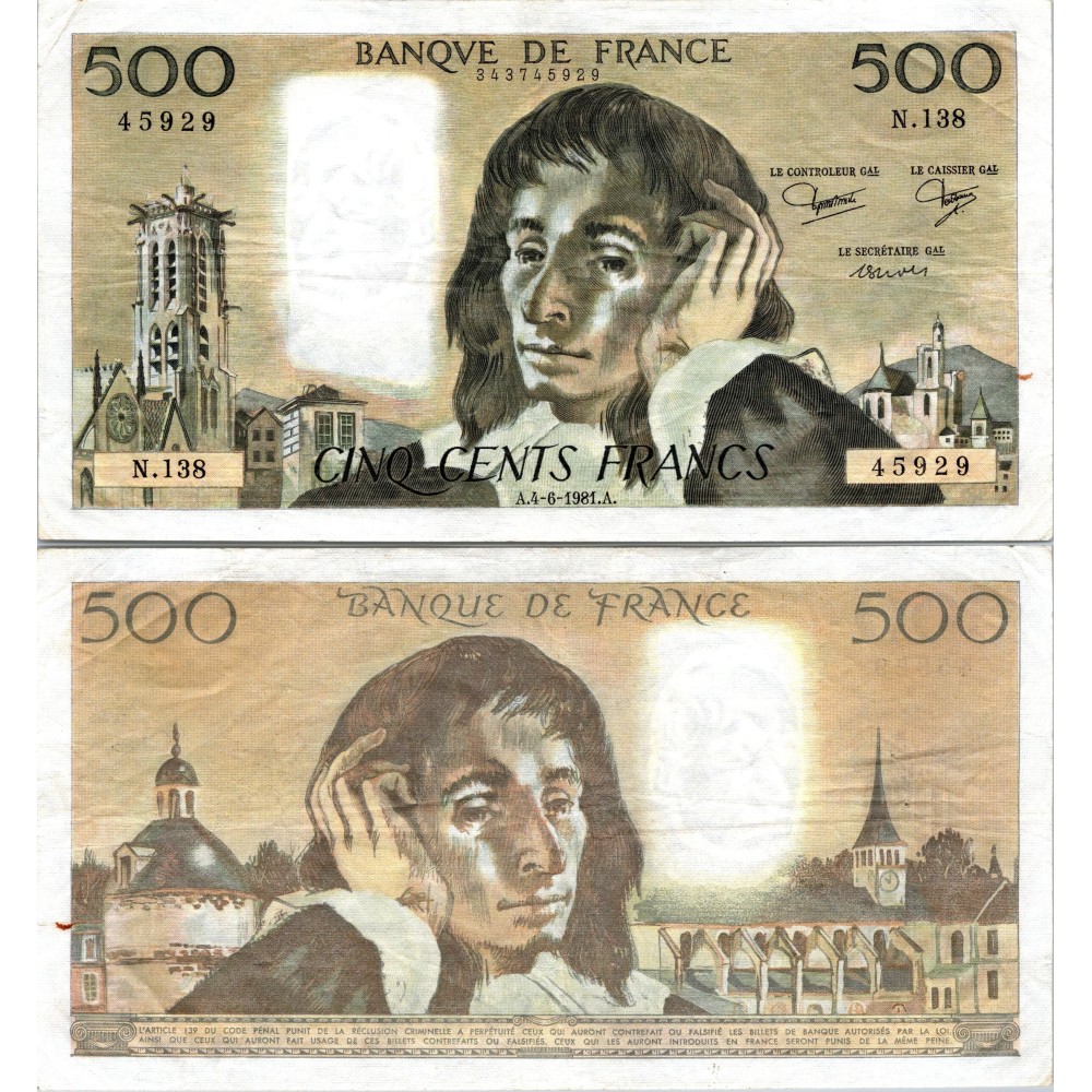Fay.01.24 - 04/06/81 - Alph N.138 - 500 Francs Pascal