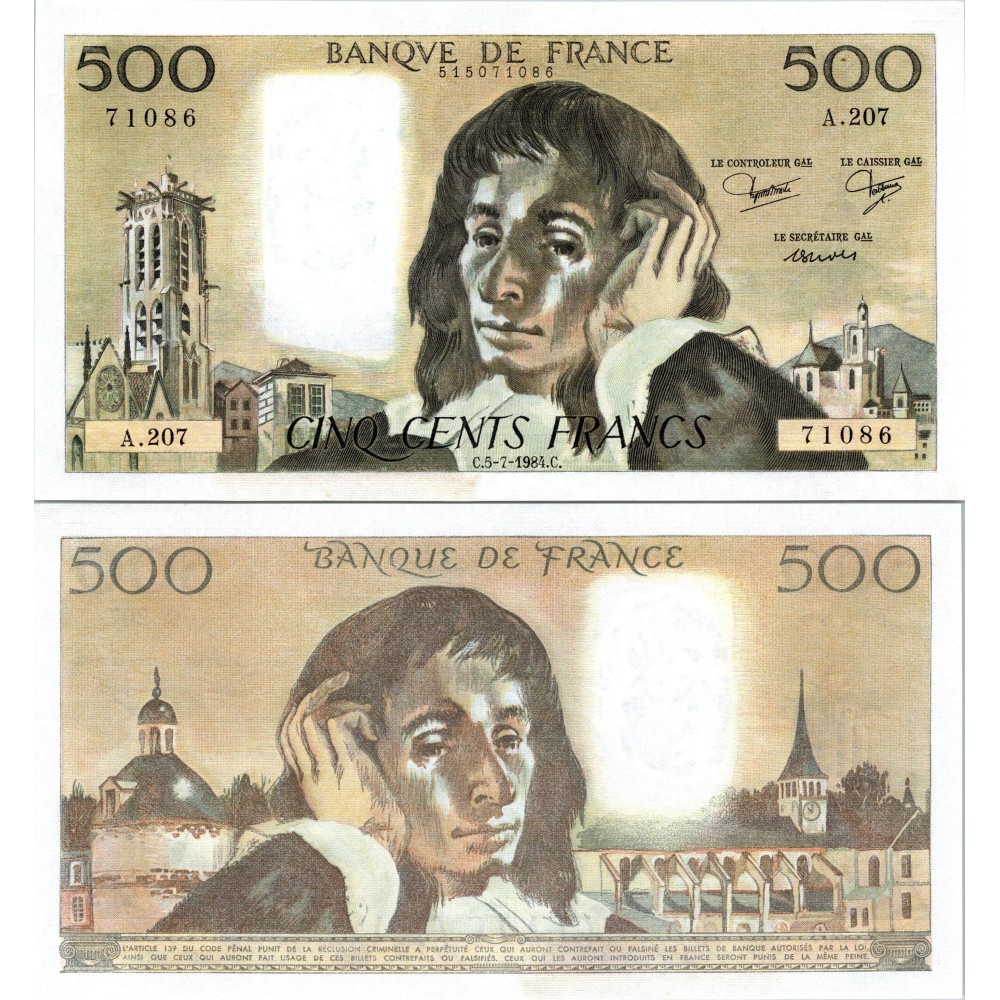 Fay.01.31 - 05/07/84 - Alph B.207 - 500 Francs Pascal