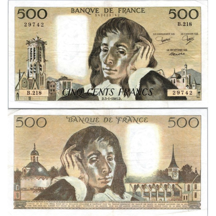 Fay.01.32 - 03/01/85 - Alph Q.223 - 500 Francs Pascal