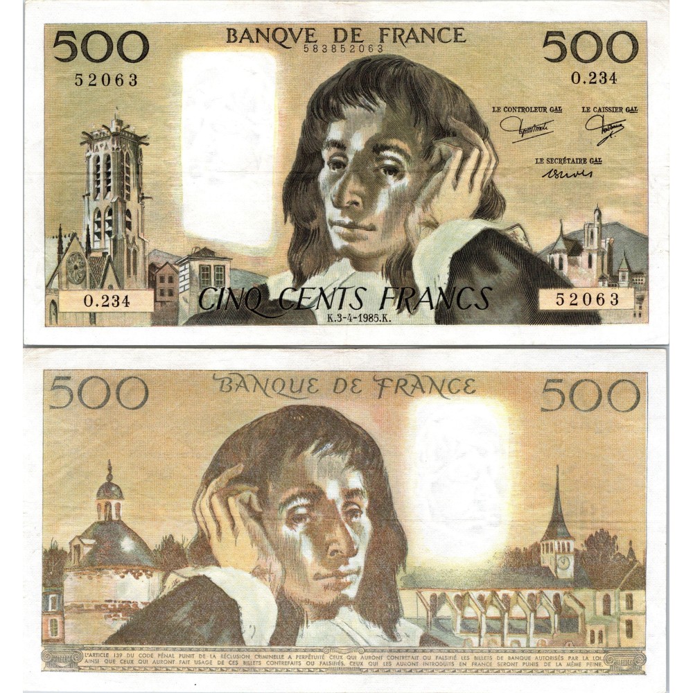 Fay.01.33 - 03/04/85 - Alph O.234 - 500 Francs Pascal