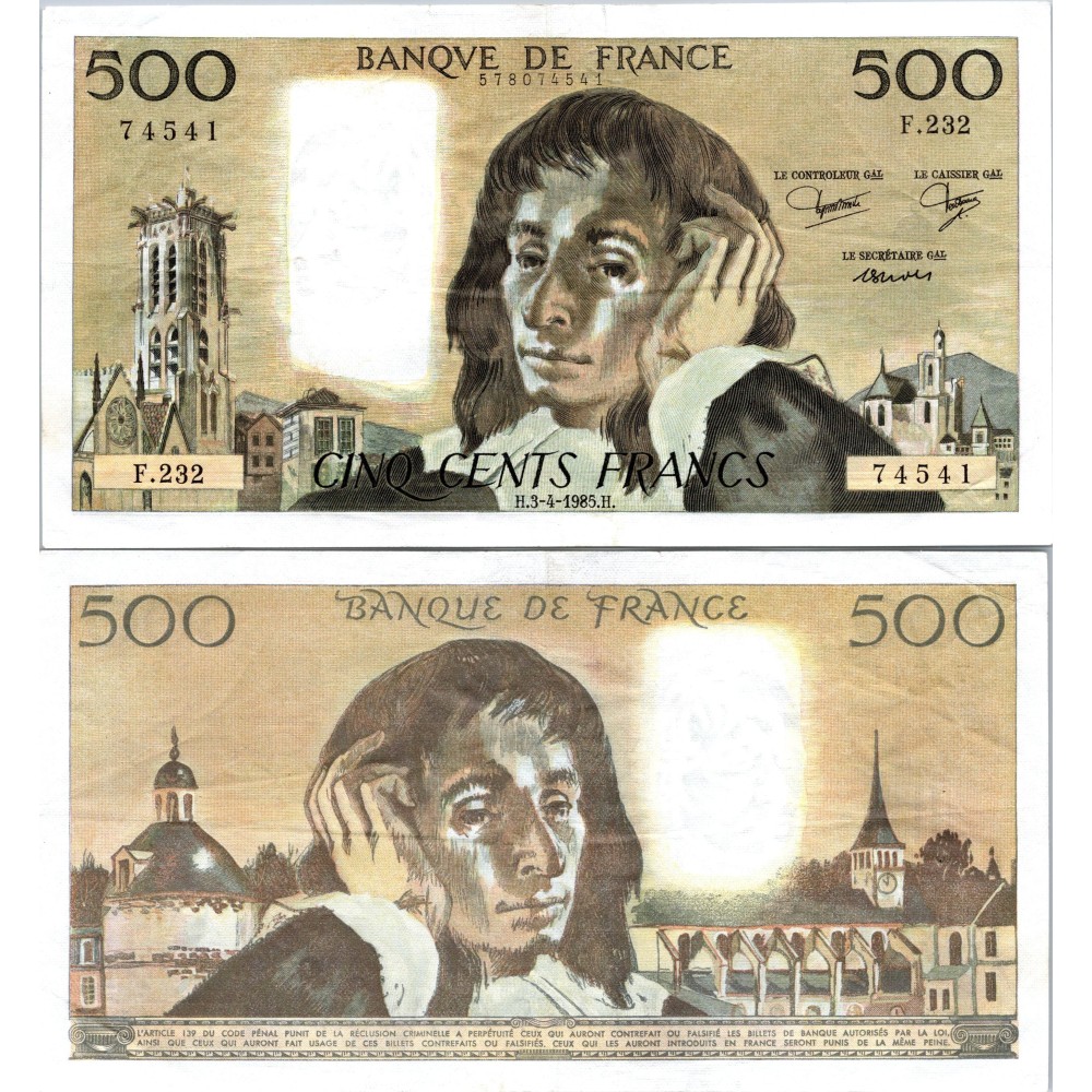 Fay.01.33 - 03/04/85 - Alph F.232 - 500 Francs Pascal