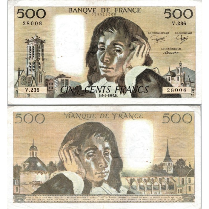 Fay.01.34 - 06/02/86 - Alph V.236 - 500 Francs Pascal