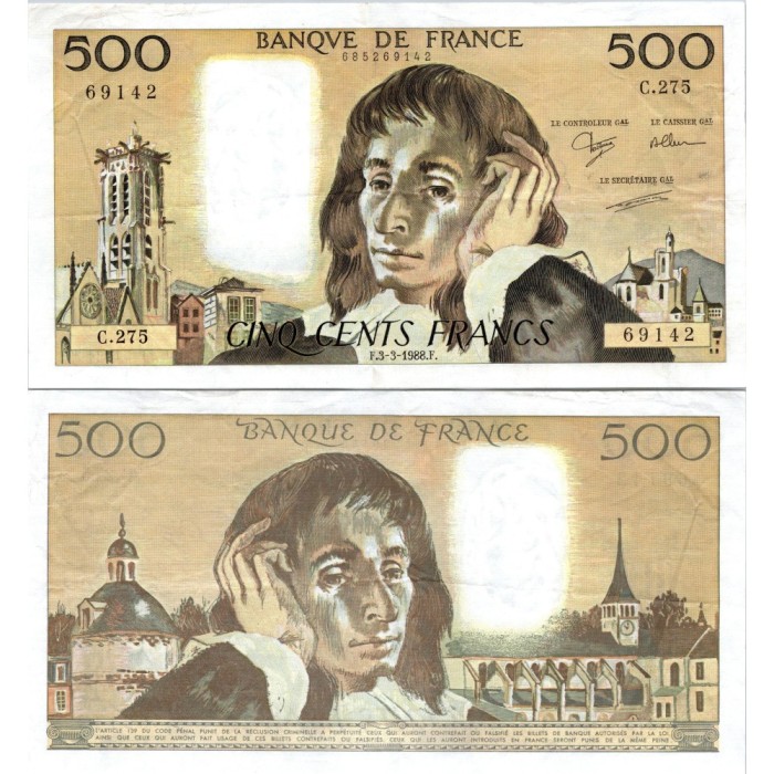 Fay.01.38 - 03/03/88 - Alph C.275 - 500 Francs Pascal