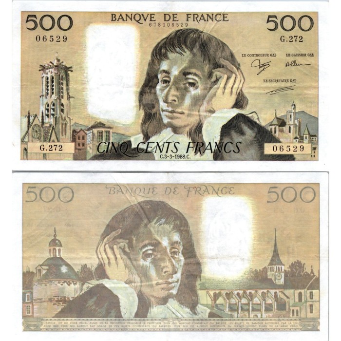 Fay.01.38 - 03/03/88 - Alph G.272 - 500 Francs Pascal