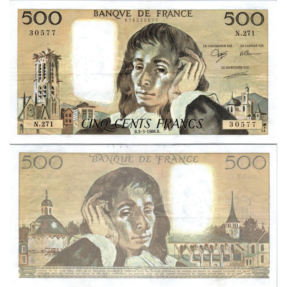 Fay.01.38 - 03/03/88 - Alph N.271 - 500 Francs Pascal