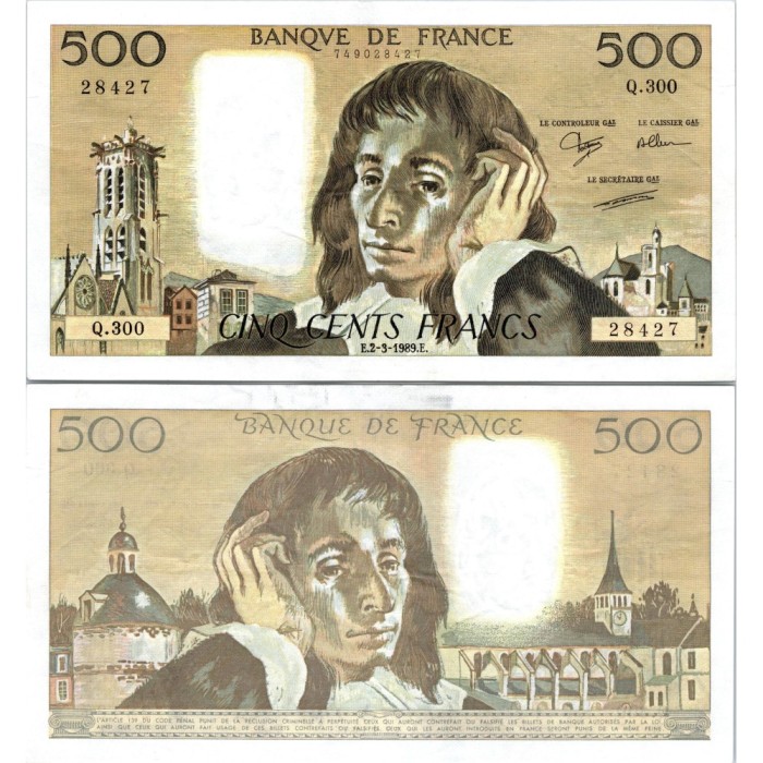 Fay.01.41 - 02/03/89 - Alph Q.300 - 500 Francs Pascal
