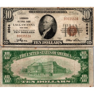 10 Dollars National Bank - LACKAWANNA - New York - Serie 1929 - B003553A