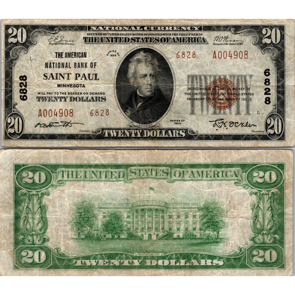 20 Dollars National Bank - SAINT PAUL - Minesota - Serie 1929 - A004908