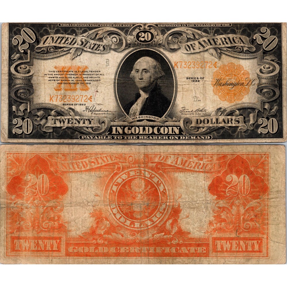 20 Dollars Gold Certificate - Serie 1922 - K73239272