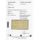 YT 33 - Bloc de 4 Non dentelé - Bord de feuille - Neuf x - Certificat