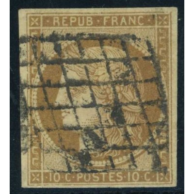 YT 1 - Oblitéré Grille - Signé Calves