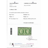 YT 2 - Oblitéré Grille sans fin - Paire - Signé Brun - Certificat 14874