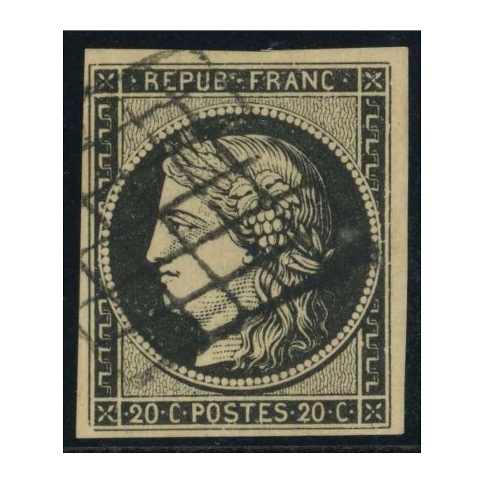 YT 3 - Oblitéré Grille - Signé