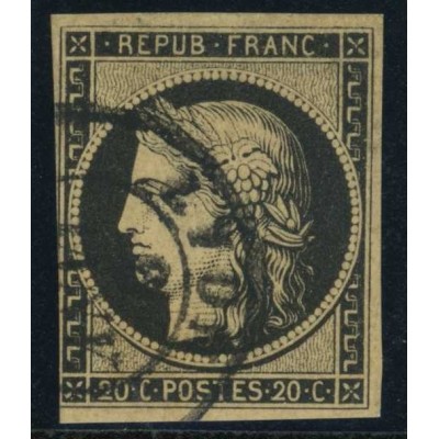 YT 3 - Oblitéré Cachet à Date - Signé Brun