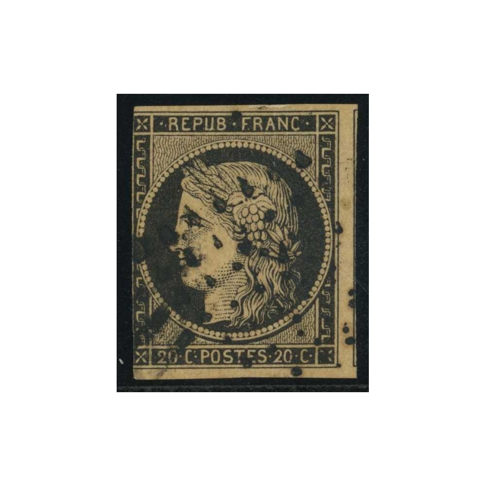 YT 3b - Noir sur Chamois - Oblitéré Etoile - Signé Scheller