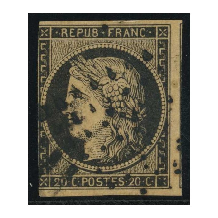 YT 3b - Noir sur Chamois - Oblitéré Etoile - Signé Scheller