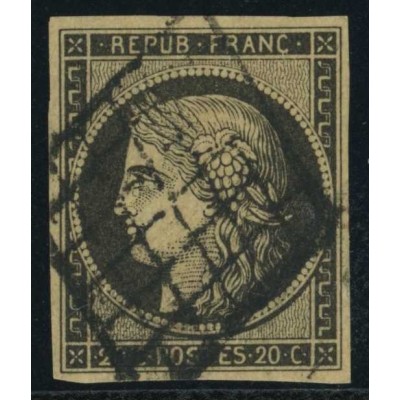 YT 3 - Oblitéré Grille - Signé Calves