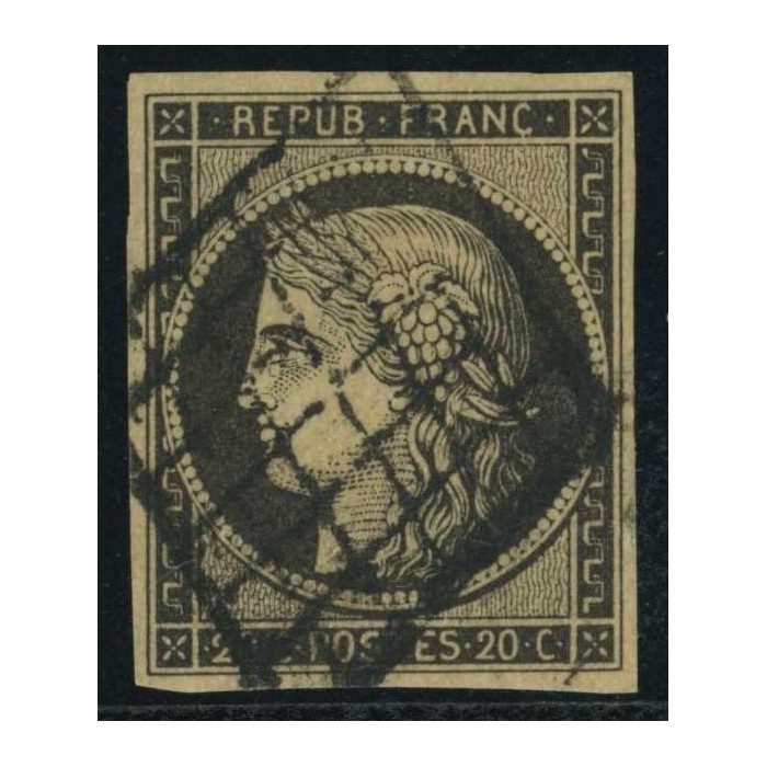 YT 3 - Oblitéré Grille - Signé Calves