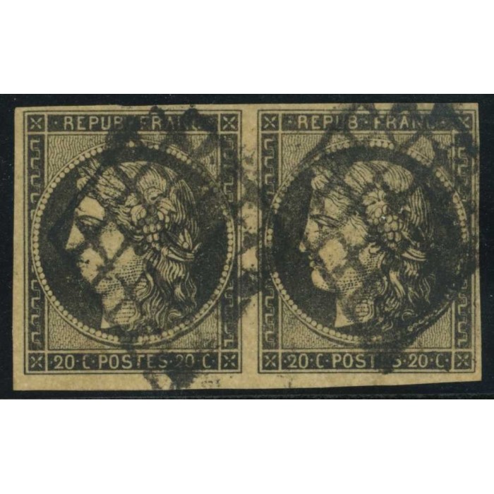 YT 3 - Oblitéré - Grille - Paire