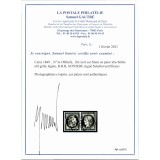 YT 3e - Oblitéré Grille - Tête Bêche - Paire - Signé Scheller - Certificat VO 33/70