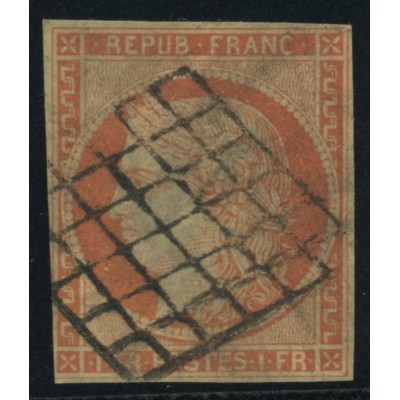 YT 7 - Oblitéré Grille - Certificat Brun 14768