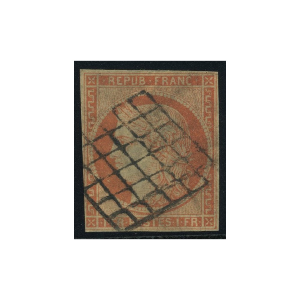 YT 7 - Oblitéré Grille - Certificat Brun 14768