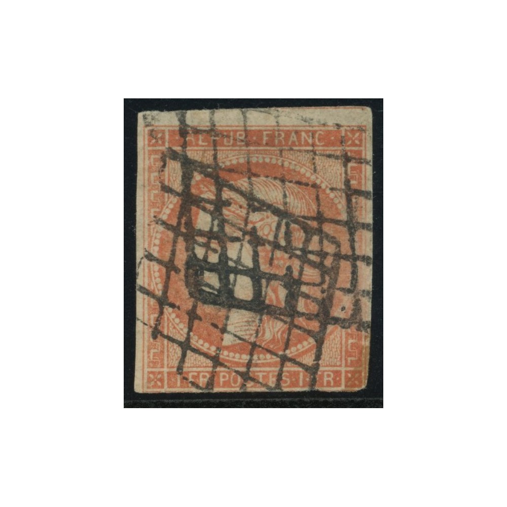YT 7 - Oblitéré Grille - Certificat Brun 14161