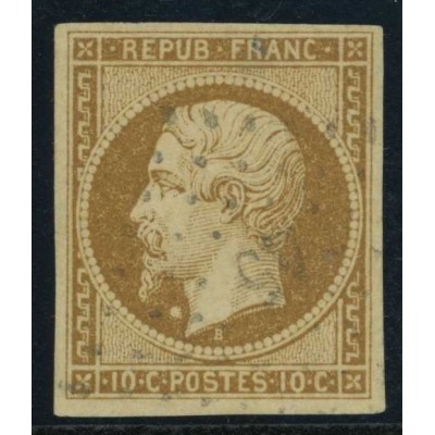 YT 9 - Oblitéré - Variété : Boule au cou - Cote 2000 euros