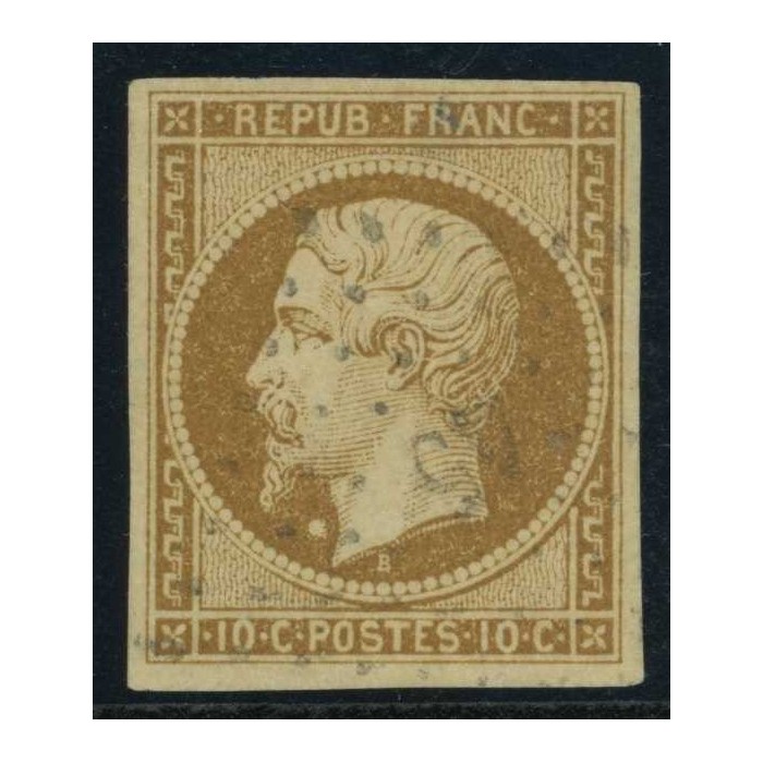 YT 9 - Oblitéré - Variété : Boule au cou - Cote 2000 euros