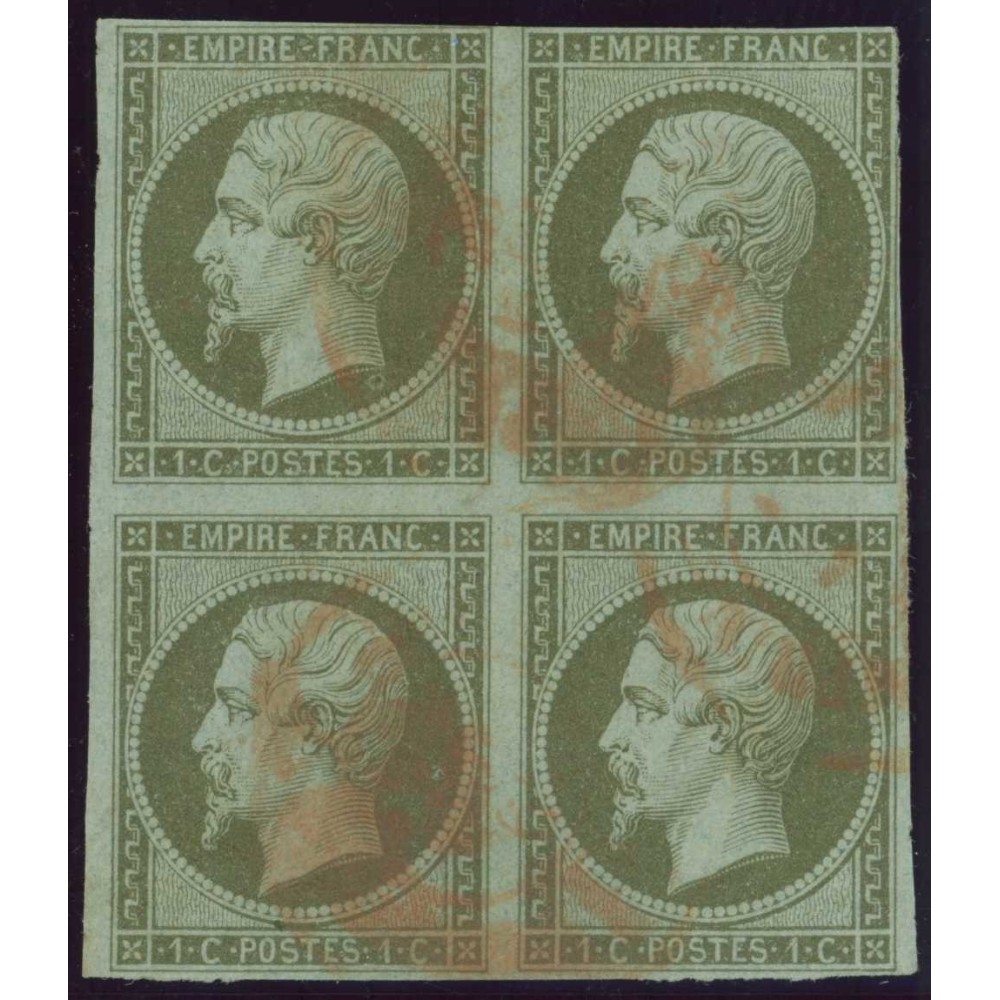 YT 11 - Cachet Rouge - Bloc de 4 - Cote 2000 Euros