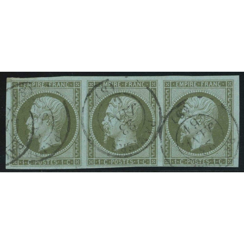 YT 11 - CaD Paris - 23/1/61 - Signé Calves - Bande de 3 - Cote 375 Euros