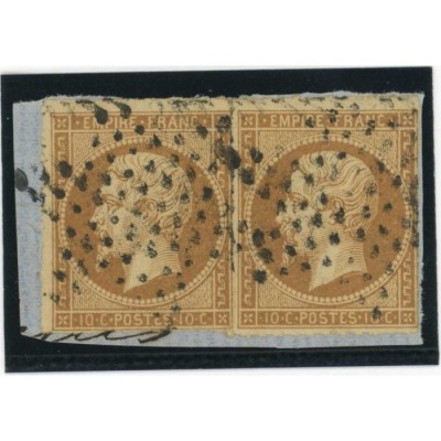 YT 13 - Oblitéré Percé en ligne (2 timbres) - Paire - Cote 45 Euros