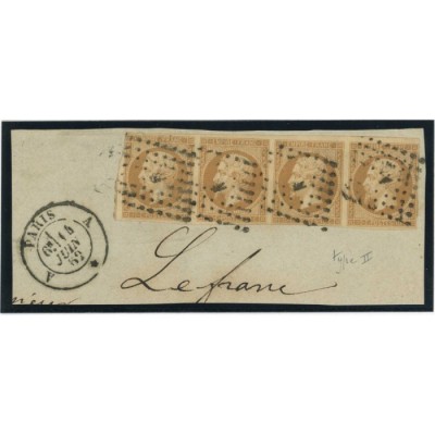 YT 13 - Oblitéré Lettre A - Bande 4 - Cote 95 Euros