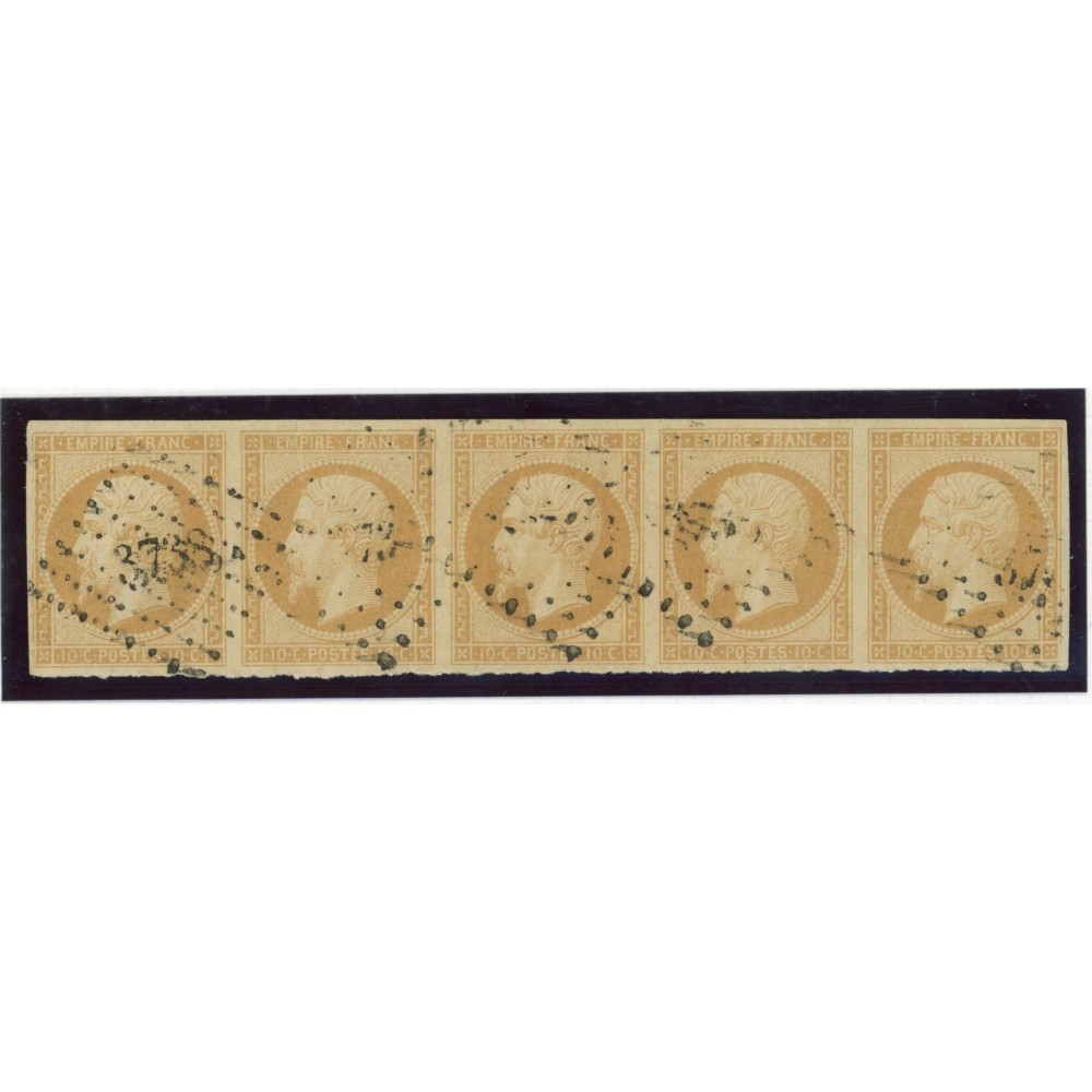 YT 13 - Oblitéré - Bande de 5 - Cote 190 Euros