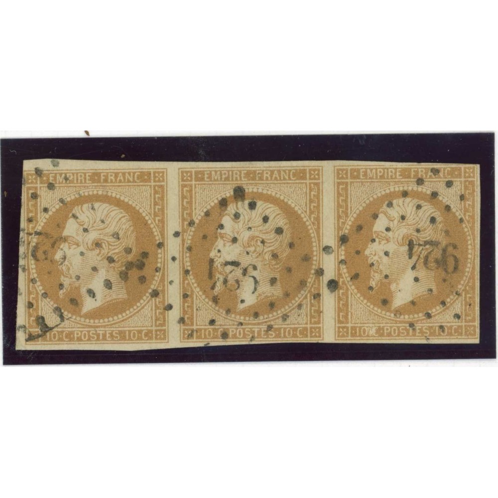 YT 13 - Oblitéré PC 924 - Compiègne - Oise (58) - Bande de 3 - Cote 70 Euros