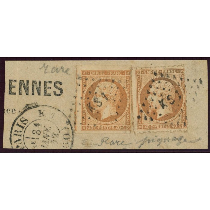 YT 16 Oblitéré Sur Fragment - Timbre percé en ligne - Signé Calves - Cote 100 Euros
