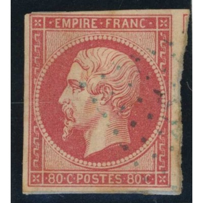 YT 17B - Oblitéré PC Bleu - Cote 230 Euros