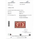 YT 17B - Neuf x - Tête Bêche - Certificat 15704 - Cote 80000 Euros