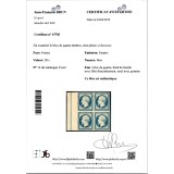 YT 14 Ai - Neuf x - Bloc de 4 avec Filet d'Encadrement -  Certificat 15703