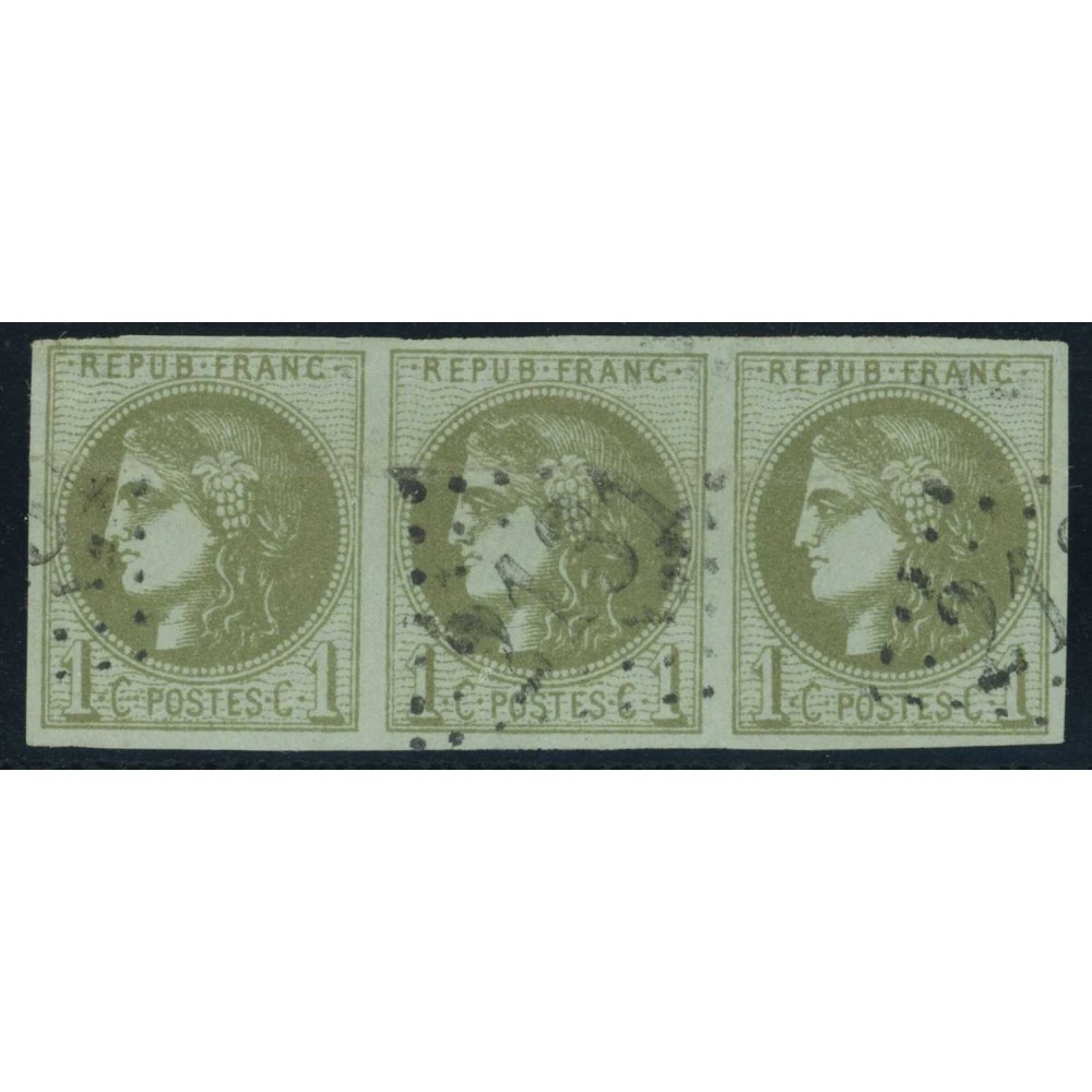 YT 39C - Oblitéré Gros chiffre 2131 Lusignan - Vienne (80) - Bande de 3 Cote 620 Euros
