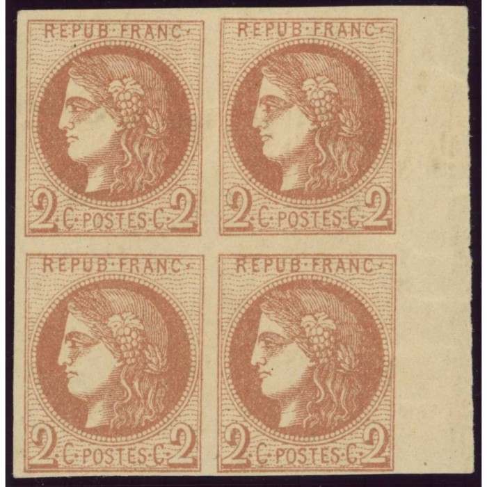 YT 40 B - Neuf xx - Bloc de 4 - Bord de feuille - Certificat VO 22/314 - Cote 2400 Euros