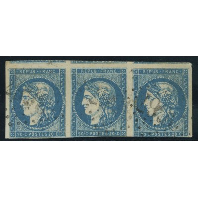 YT 44 B - Gros chiffre - Bande de 3 - Cote 4570 Euro